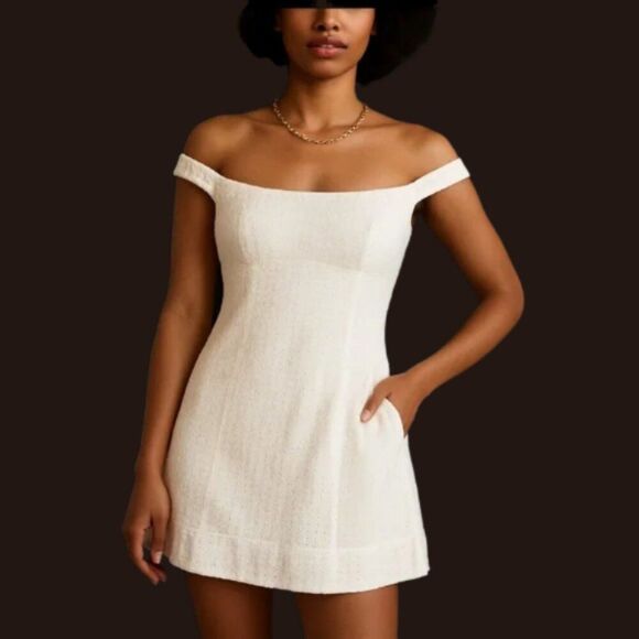 Free People Dress S Ivory Combo Eyelet Mini NWT $128 Boho Summer Cotton - Picture 1 of 12